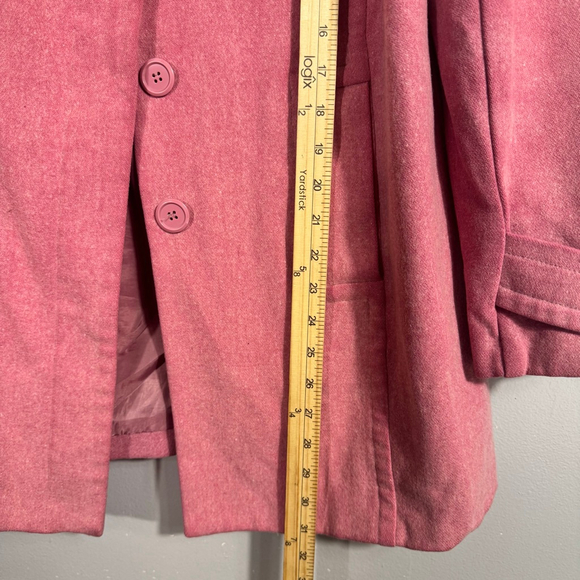 Size L Wool Blend Pink 3/4 length Women’s Button Front Jacket Pockets Merona - Picture 5 of 7